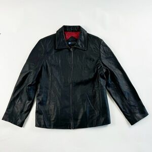 🪩 260. RELATIVITY Womens Large Black Leather Jacket Full Zip